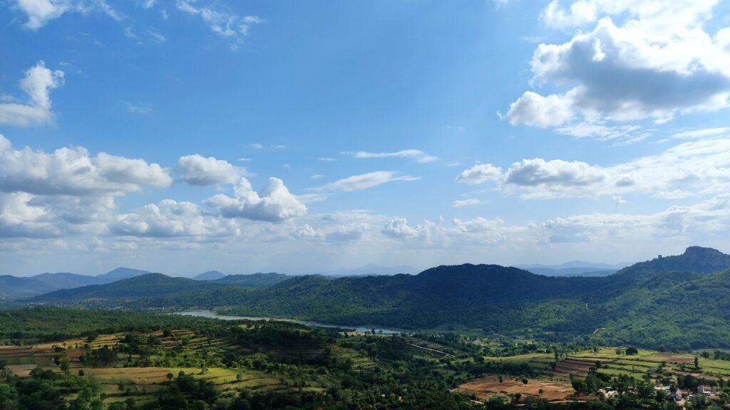 6 OCTOBER 2026, DAY 279 - GOD IS LISTENING
Aerial view of a vibrant, lush green landscape with hills and a wide open sky.